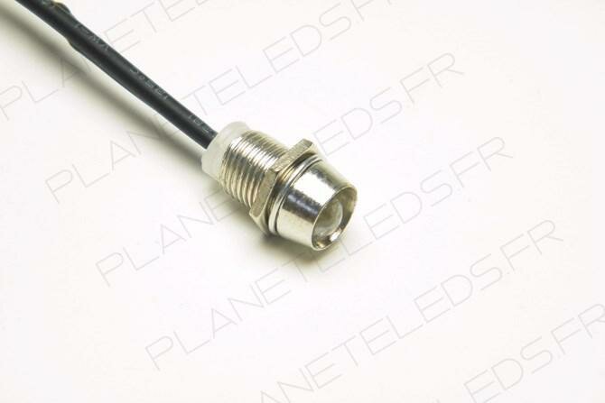 Led Rouge Cablée 5mm avec Support Chrome