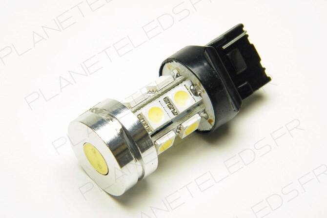 Ampoule Led T20 - W21W - 10 Leds SMD + 1 Led H.P. 1W Verte