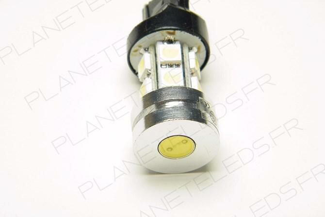 Ampoule Led T20 - W21W - 10 Leds SMD + 1 Led H.P. 1W Verte