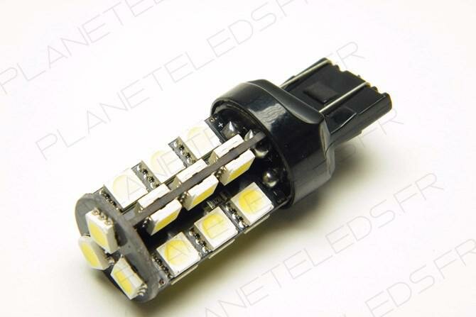 Ampoule Led T20 - W21W/5W - 3157/7443 27 Leds Blanche CANBUS