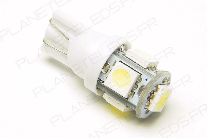 Ampoule T10 5 Leds SMD5050 Blanches FIRST