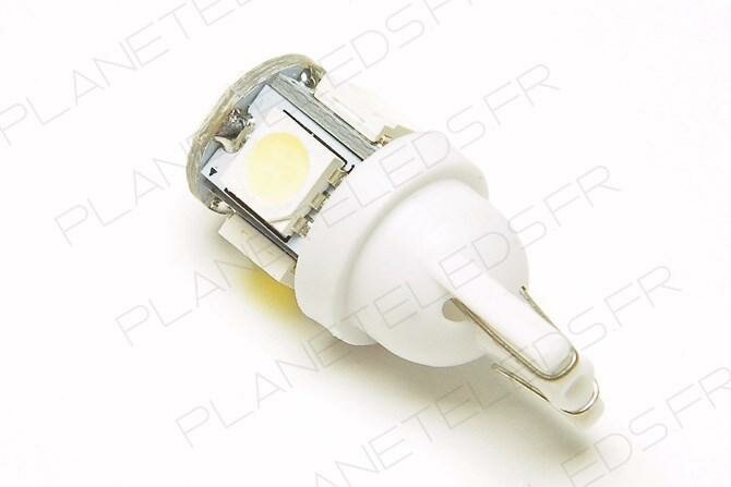 Ampoule T10 5 Leds SMD5050 Blanches FIRST