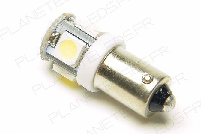Ampoule BA9S 5 Leds SMD5050 Blanches FIRST