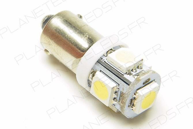 Ampoule BA9S 5 Leds SMD5050 Blanches FIRST