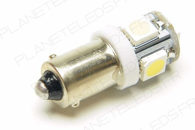 Ampoule BA9S 5 Leds SMD5050 Blanches FIRST