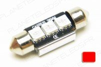 Ampoule Navette 36mm Rouge Anti-Erreur OBD 3 Leds
