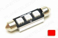 Ampoule Navette 41mm Rouge Anti-Erreur OBD 3 Leds