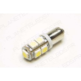 Eclairage LED pour voiture et moto : Ampoule Led BA9S - T4W - 9 Leds SMD Bleues