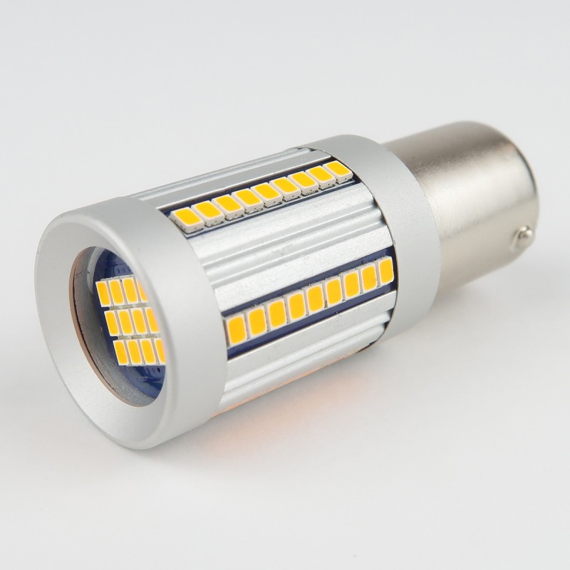 Eclairage LED pour voiture et moto : Ampoule led Orange CANBUS BA15S P21W 135 Leds 2000Lm