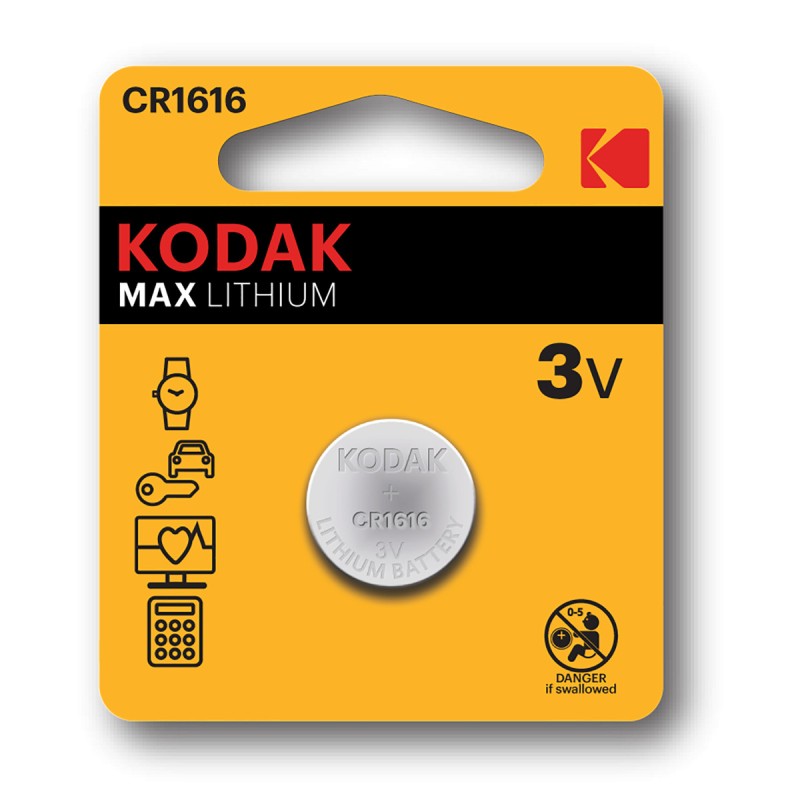 Pile bouton CR1616 Lithium Kodak Max - Lot de 2