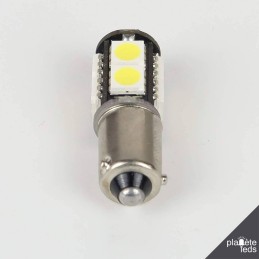 Eclairage LED pour voiture et moto : Ampoule Led BAX9S/H6W Anti-Erreur OBD 9 Leds Blanches