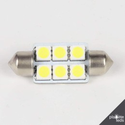 Eclairage LED pour voiture et moto : Ampoule Led Navette C5W 6 Leds 36 mm