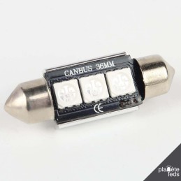 Ampoule Navette 36mm Bleu Anti-Erreur OBD 3 Leds