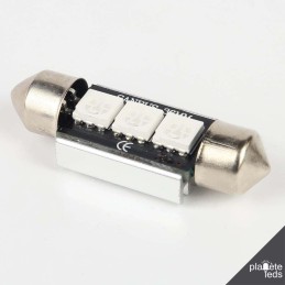 Ampoule Navette 36mm Rouge Anti-Erreur OBD 3 Leds