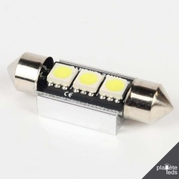 Eclairage LED pour voiture et moto : Ampoule Navette FIRST Anti-Erreur OBD 2 Leds Blanches 36mm