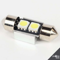 Eclairage LED pour voiture et moto : Ampoule Navette FIRST Anti-Erreur OBD 2 Leds Blanches 32mm