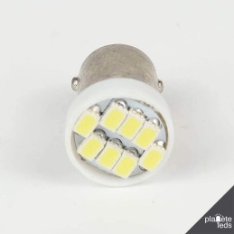 Eclairage LED pour voiture et moto : Ampoule Led BA9S 8 Led SMD Blanche 6V