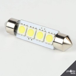 Eclairage LED pour voiture et moto : Ampoule Navette C5W 4 Leds SMD5050 41 mm FIRST