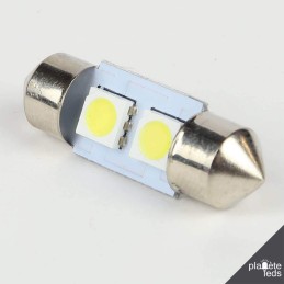 Eclairage LED pour voiture et moto : Ampoule Navette C5W 2 Leds SMD5050 31 mm FIRST