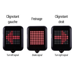 Feu clignotant LED automatique de direction pour vélo et trottinette