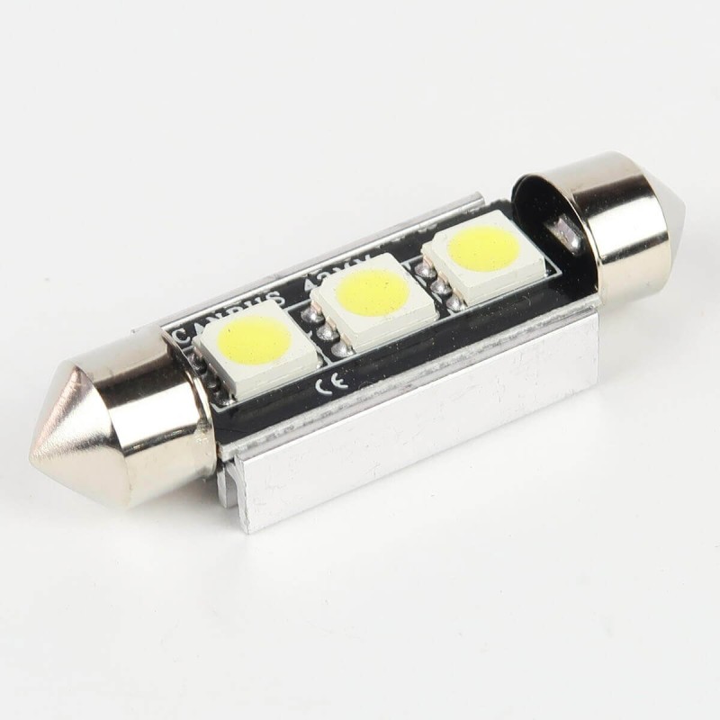 Ampoule led T10 W5W 5 SMD Canbus anti erreur ODB 12V Blanc, rouge, orange,  vert, bleu.