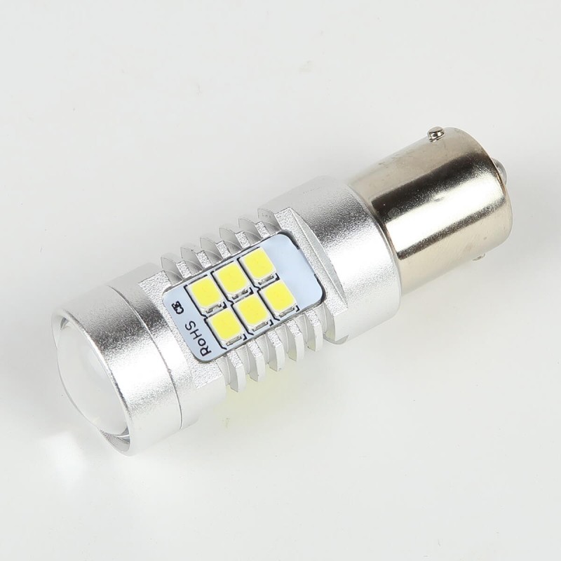 Eclairage LED pour voiture et moto : Ampoule LED BA15S 1156 P21W Canbus 21 leds 10-30V