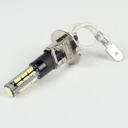 Eclairage LED pour voiture et moto : Ampoule LED H3 Blanche SOFT CANBUS 27 LEDs 4014