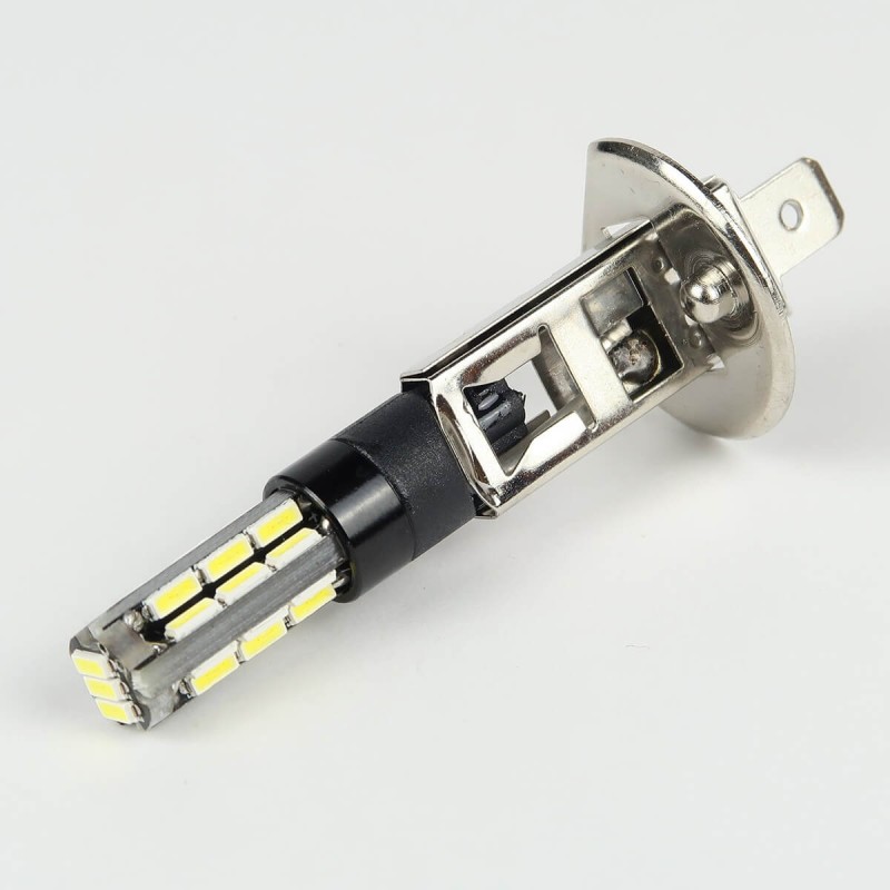 Eclairage LED pour voiture et moto : Ampoule LED H1 Blanche SOFT CANBUS 27 LEDs 4014