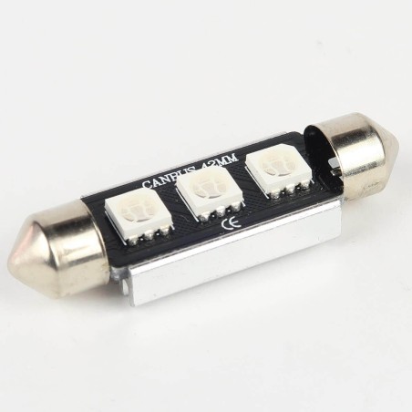 Ampoule led Navette 41mm Bleu Anti-Erreur OBD 3 Leds