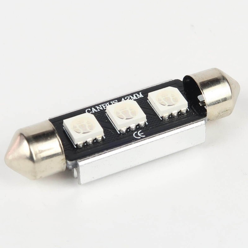 Ampoule Navette 41mm Rouge Anti-Erreur OBD 3 Leds