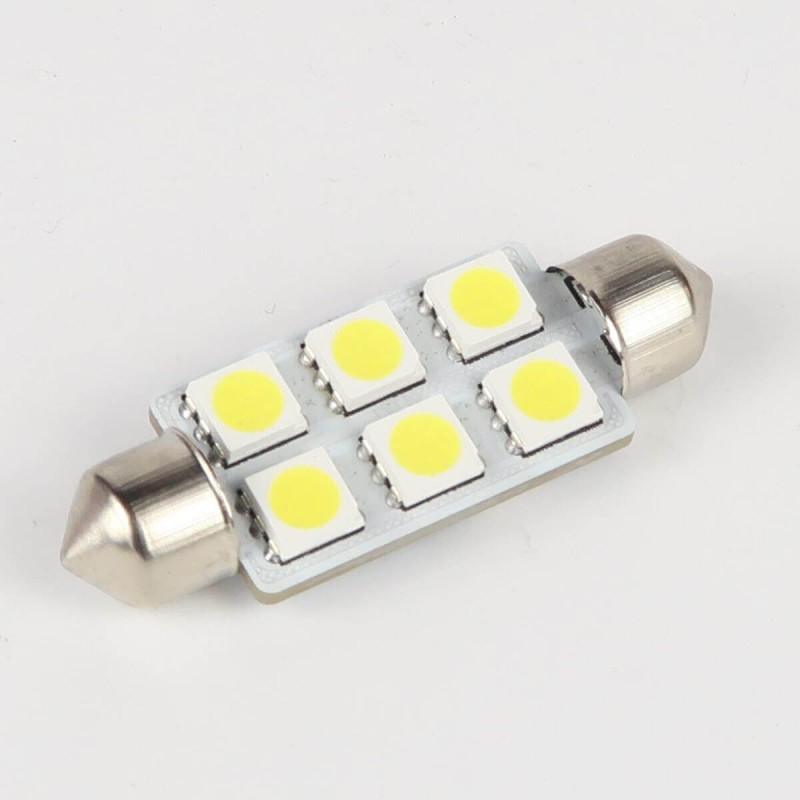 Eclairage LED pour voiture et moto : Ampoule Led Navette C5W 6 Leds 41 mm