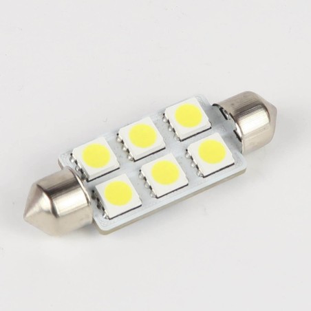 Eclairage LED pour voiture et moto : Ampoule Led Navette C5W 6 Leds 41 mm