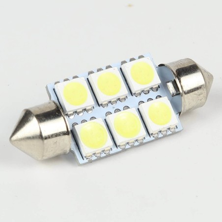 LED festoon bulb 36mm 6 SMD 5050 LED 120 ° White 6V