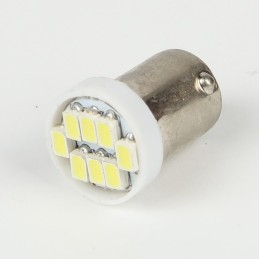 Eclairage LED pour voiture et moto : Ampoule Led BA9S 8 Led SMD Blanche 6V