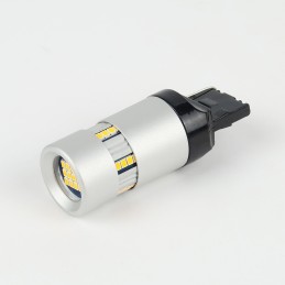 Eclairage LED pour voiture et moto : Ampoule LED Orange CANBUS T20 66 Leds 700Lm Bridée