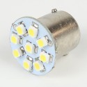 Eclairage LED pour voiture et moto : Ampoule Led BA15S - 1156/1157 - 9 Leds Blanches