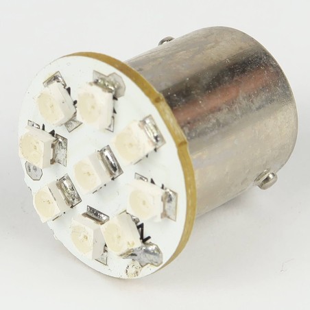 Eclairage LED pour voiture et moto : Ampoule Led BA15S - 1156/1157 - 9 Leds Rouge