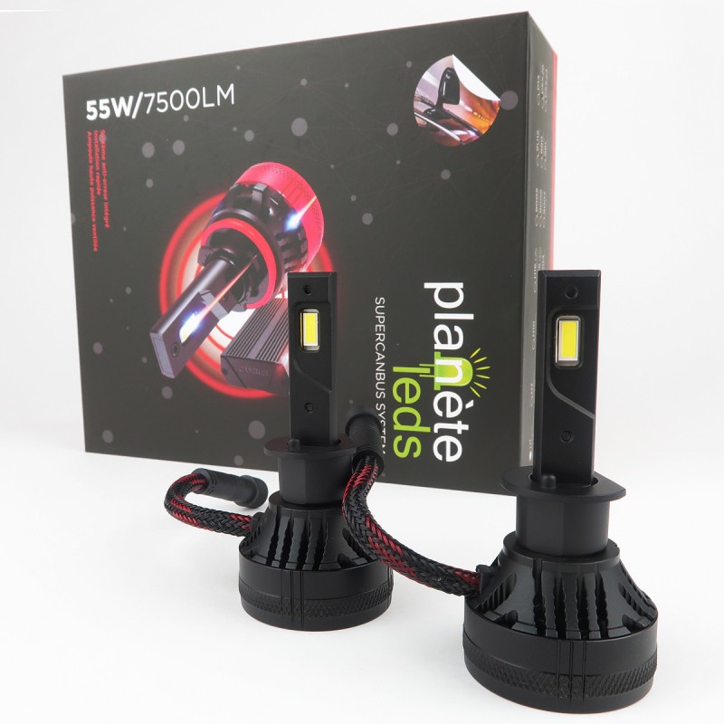 Ampoule LED voiture H1 55W/7500Lm SUPERCANBUS 6000K Ventilé