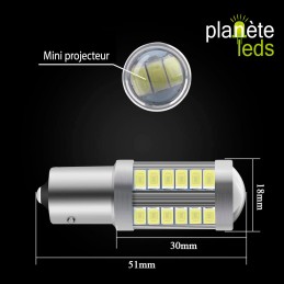 Eclairage LED pour voiture et moto : Ampoule Led BAY15D - P21/5W - 26 Leds Blanches Epistar CANBUS