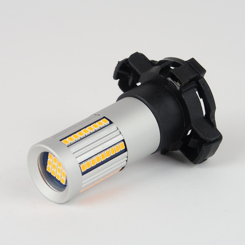 Eclairage LED pour voiture et moto : Ampoule LED Orange CANBUS PY24W 66 Leds SMD2016 1300Lm