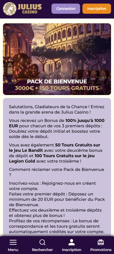 julius-casino-welcome-pack-3000-150-spins